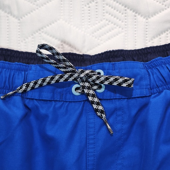 Nike Swim Trunks Mens tri-color blue Shorts Drawstrings Embroidered Swoosh M - Picture 4 of 12